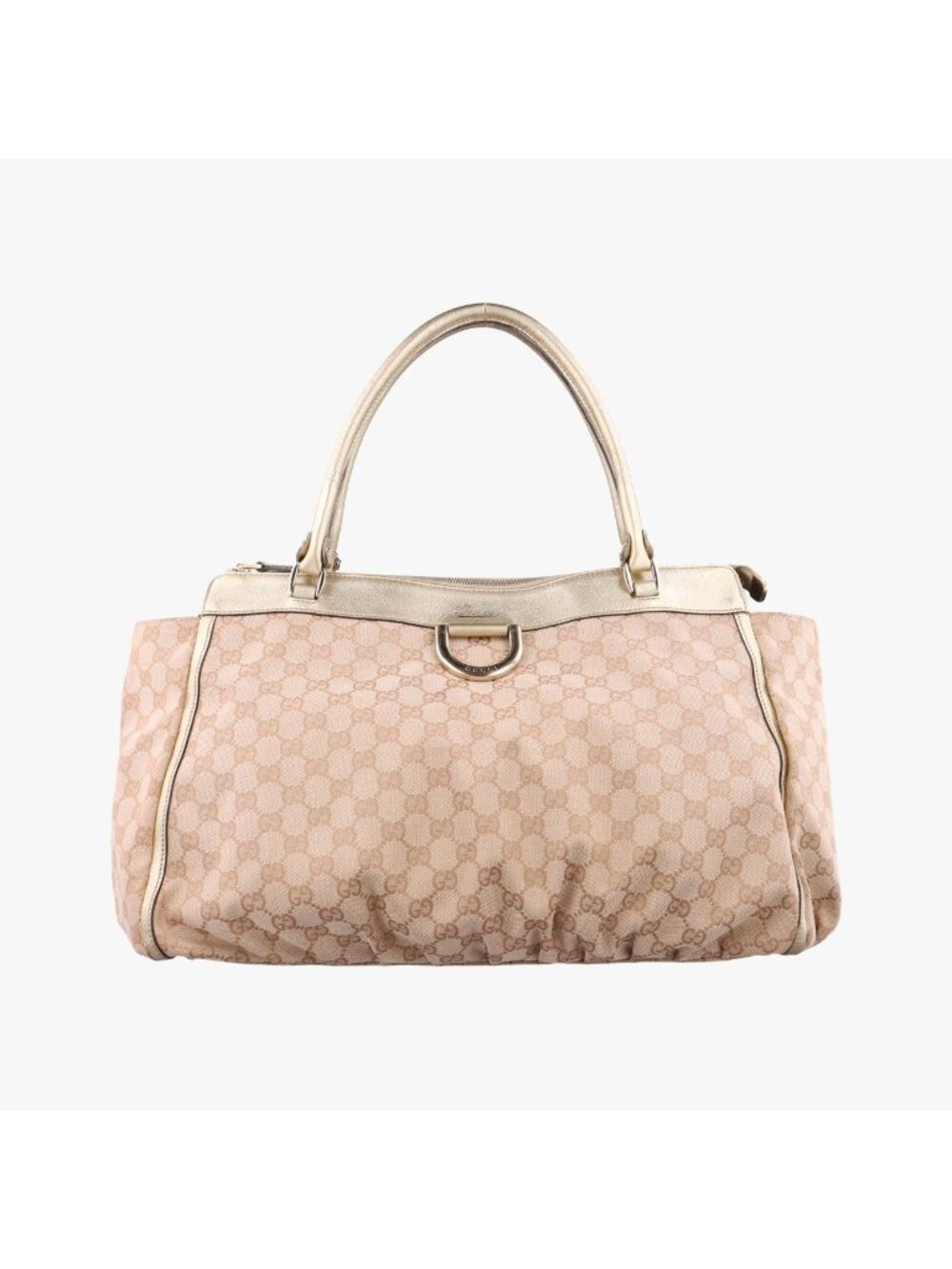 Gucci Abbey Gold Beige Canvas Leather